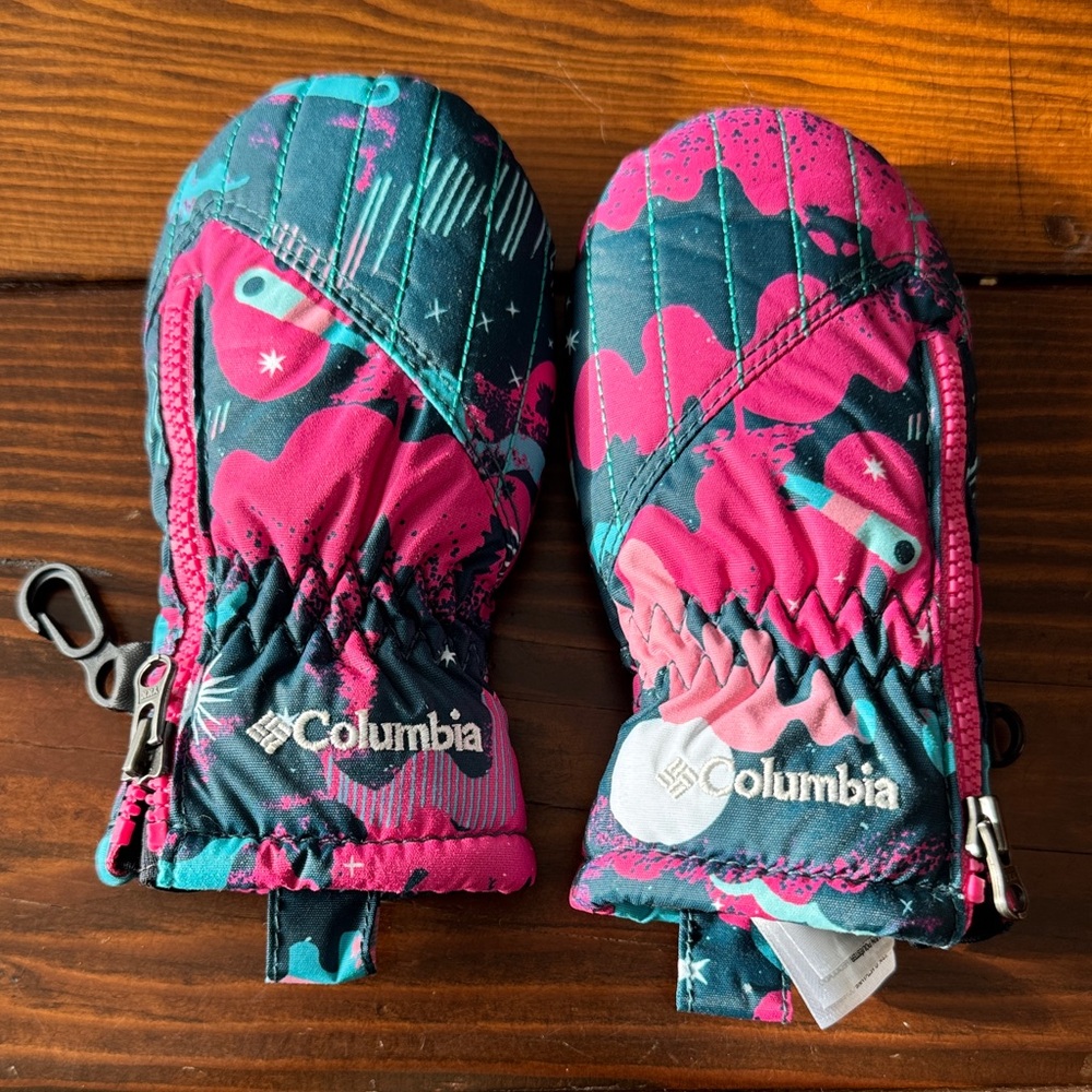 Columbia infants' Chippewa Pink and Blue Patterned Mittens O/S